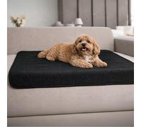 Dreamzie Coperta Impermeabile per Cani 80x100cm - Copridivano Impermeabile per Animali - Reversibile e Lavabile in Lavatrice in Pile Sherpa per Letto o Divano - Nero