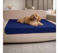 Dreamzie Coperta Impermeabile per Cani 80x100cm - Copridivano Impermeabile per Animali - Reversibile e Lavabile in Lavatrice in Pile Sherpa per Letto o Divano - Blu navy