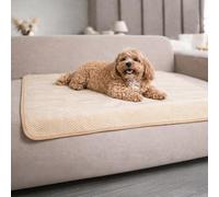 Dreamzie Coperta Impermeabile per Cani 80x100cm - Copridivano Impermeabile per Animali - Reversibile e Lavabile in Lavatrice in Pile Sherpa per Letto o Divano - Beige