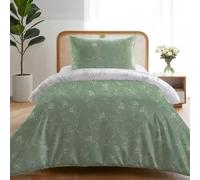 Dreamzie Copripiumino da 2 Pezzi - Copripiumino Singolo 140x200cm, Federa 65x65cm - Fantasia Foglie Verde Salvia