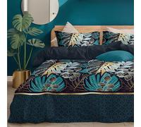 Dreamzie Copripiumino da 3 Pezzi - Copripiumino Matrimoniale 200x200cm, Federe 65x65cm (x2) - In Microfibra - Fantasia Giungla