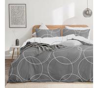 Dreamzie Copripiumino da 3 Pezzi - Copripiumino Matrimoniale 200x200cm, Federe 80x80cm (x2) - Motivo Cerchi