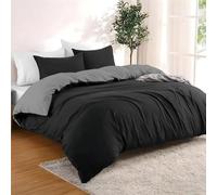Dreamzie Copripiumino Matrimoniale 200x200 cm con 2 Federe 50x70 cm - Nero/Grigio Scuro Set Copripiumino Matrimoniale 200x200