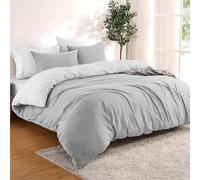 Dreamzie Copripiumino Matrimoniale 240x220 cm con 2 Federe 50x70 cm - Grigio Chiaro/Bianco Set Copripiumino Matrimoniale 240x220