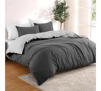 Dreamzie Copripiumino Matrimoniale 240x220 cm con 2 Federe 65x65 cm - Grigio Scuro/Grigio Chiaro Set Copripiumino Matrimoniale 240x220