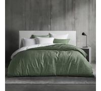 Dreamzie Copripiumino Matrimoniale Coton 200x220 cm con 2 Federe - Verde Set Copripiumino Matrimoniale 200x220 con Chiusura Lampo, Consistenza Simile al Lino Slavato Pietra