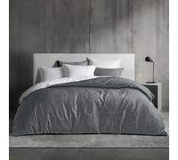 Dreamzie Copripiumino Matrimoniale Coton 220x240 cm con 2 Federe - Grigio Scuro Set Copripiumino Matrimoniale 220x240 con Chiusura Lampo, Consistenza Simile al Lino Slavato Pietra