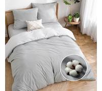 Dreamzie Copripiumino Matrimoniale Cotone Percalle - Set 3 Pezzi - Copripiumino 200x200 e 2 Federe 65x65 cm - Grigio Chiaro - Certificato Oeko-Tex