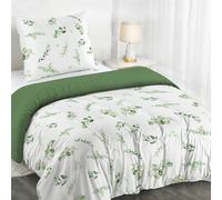 Dreamzie Copripiumino Singolo 135x200 cm con 1 Federe 80x80 cm - Motivo Botanico Verde Salvia - Set Copripiumino Singolo 135X200