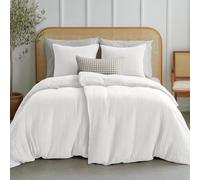 Dreamzie Copripiumino Singolo 135x200 in Cotone - Set con 2 Copripiumini e 2 Federe 80x80 cm - Bianco - Mussola di Cotone - Chiusura Lampo - Certificato Oeko-Tex