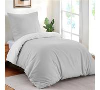 Dreamzie Copripiumino Singolo 140x200 cm con 1 Federe 65x65 cm - Grigio Chiaro/Bianco Set Copripiumino Singolo 140x200