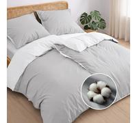 Dreamzie Copripiumino Singolo Cotone Percalle - Set 4 Pezzi - 2 Copripiumini 135x200 e 2 Federe 80x80 cm - Grigio Chiaro - Certificato Oeko-Tex