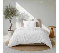 Dreamzie Copripiumino Singolo Cotone Satino - Bianco - Copripiumino 135x200 e 1x Federe 80x80 cm - Certificato Oeko-Tex - 2 Pezzi