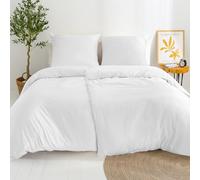 Dreamzie Copripiumino Singolo Cotone Satino - Bianco - Copripiumino 2x 135x200 e 2x Federe 80x80 cm - Certificato Oeko-Tex - 4 Pezzi
