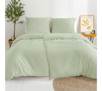 Dreamzie Copripiumino Singolo Cotone Satino - Verde - Copripiumino 2x 135x200 e 2x Federe 80x80 cm - Certificato Oeko-Tex - 4 Pezzi