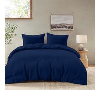 Dreamzie Copripiumino Una Piazza e Mezza 155x220 cm con 2 Federe 80x80 cm - Blu Scuro - Set Copripiumino Una Piazza e Mezza 155x220