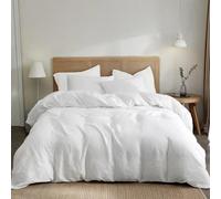 Dreamzie Copripiumino Una Piazza e Mezza 155x220 in Cotone Percalle - Bianco - Copripiumino 155x220 + 1 Federa 80x80 cm - Certificato Oeko-Tex - 2 Pezzi