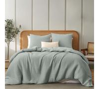 Dreamzie Copripiumino Una Piazza e Mezza 155x220 in Cotone - Set con 1 Copripiumini e 2 Federe 80x80 cm - Blu Grigio - Mussola Morbida - Chiusura Lampo - Certificato Oeko-Tex