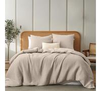 Dreamzie Copripiumino Una Piazza e Mezza 155x220 in Cotone - Set con 1 Copripiumino e 2 Federe 80x80 cm - Tortora - Mussola di Cotone - Chiusura Lampo - Certificato Oeko-Tex