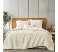 Dreamzie Copripiumino Una Piazza e Mezza 155x220 in Cotone - Set con 1 Copripiumino e 2 Federe 80x80 cm - Crema - Mussola Morbida - Chiusura Lampo - Certificato Oeko-Tex