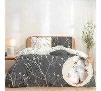 Dreamzie - Cotone 100% Copripiumino Matrimoniale 220x240 cm - 3 Pezzi (1 Copripiumino + 2 Federe 65x65 cm) - Grigio Astratto - Chiusura lampo - Oeko-Tex