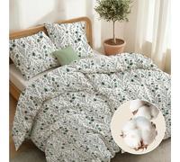 Dreamzie Cotone 100% - Copripiumino Singolo 135x200 cm - 4 Pezzi (2 Copripiumini + 2 Federe 80x80 cm) - Fantasia Floreale - Chiusura lampo - Oeko-Tex