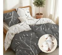 Dreamzie Cotone 100% - Copripiumino Singolo 135x200 cm - 4 Pezzi (2 Copripiumini + 2 Federe 80x80 cm) - Grigio Astratto - Chiusura lampo - Oeko-Tex