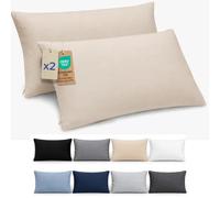 Dreamzie Federa Cuscino 40x70 cm, Set di 2 - Per i Cuscini 40x70cm - Federa da Cuscino - Copri Cuscino per Letto in Microfibra con Cerniera - Oeko-Tex, Beige