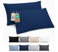 Dreamzie Federa Cuscino 40x70 cm, Set di 2 - Per i Cuscini 40x70cm - Federa da Cuscino - Copri Cuscino per Letto in Microfibra con Cerniera - Oeko-Tex, Blu Scuro