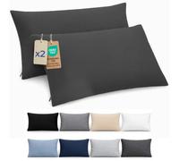 Dreamzie Federa Cuscino 40x80 cm, Set di 2 - Per i Cuscini 40x80cm - Federa da Cuscino - Copri Cuscino per Letto in Microfibra con Cerniera - Oeko-Tex, Grigio Scuro