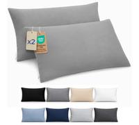 Dreamzie Federa Cuscino 40x80 cm, Set di 2 - Per i Cuscini 40x80cm - Federa da Cuscino - Copri Cuscino per Letto in Microfibra con Cerniera - Oeko-Tex, Grigio