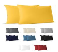 Dreamzie Federa Cuscino 40x80 (Set di 2) - Giallo - per i Cuscini 40 x 80 cm - 100% Jersey di Cotone - Federa da Cuscino - Copri Cuscino per Letto - Fodera Protezione per Cuscino