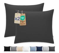 Dreamzie Federa Cuscino 65x65 cm, Set di 2 - Per i Cuscini 65x65cm - Federa da Cuscino - Copri Cuscino per Letto in Microfibra con Cerniera - Oeko-Tex, Nero