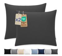 Dreamzie Federa Cuscino 80x80 cm, Set di 2 - Per i Cuscini 80x80cm - Federa da Cuscino - Copri Cuscino per Letto in Microfibra con Cerniera - Oeko-Tex, Grigio Scuro
