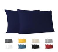 Dreamzie Federa Cuscino Cotone 40x70 cm Blu Scuro (Set da 2), OEKO-TEX