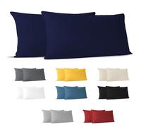 Dreamzie Federa Cuscino Cotone 40x80 cm Blu Scuro (Set da 2), OEKO-TEX