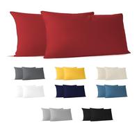 Dreamzie Federa Cuscino Cotone 40x80 cm Rosso (Set da 2), OEKO-TEX