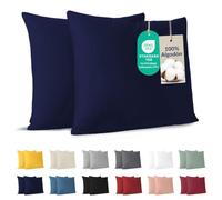 Dreamzie Federa Cuscino Cotone 80x80 cm Blu Scuro (Set da 2), OEKO-TEX