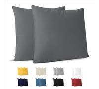 Dreamzie Federa Cuscino (Set di 2) - Antracite Cotone - Per i Cuscini 60 x 60 cm - 100% Jersey di Cotone - Federa da Cuscino - Copri Cuscino per Letto - Fodera Protezione per Cuscino