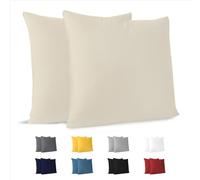 Dreamzie Federa Cuscino (Set di 2) - Beige Cotone - Per i Cuscini 60 x 60 cm - 100% Jersey di Cotone - Federa da Cuscino - Copri Cuscino per Letto - Fodera Protezione per Cuscino