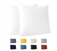 Dreamzie Federa Cuscino (Set di 2) - Bianco Cotone - Per i Cuscini 40 x 40 cm - 100% Jersey di Cotone - Federa da Cuscino - Copri Cuscino per Letto - Fodera Protezione per Cuscino