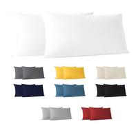 Dreamzie Federa Cuscino (Set di 2) - Bianco Cotone - Per i Cuscini 40 x 80 cm - 100% Jersey di Cotone - Federa da Cuscino - Copri Cuscino per Letto - Fodera Protezione per Cuscino