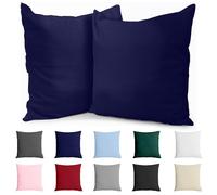 Dreamzie Federa Cuscino (Set di 2) - Blu scuro Cotone - Per i Cuscini 60 x 60 cm - 100% Jersey di Cotone - Federa da Cuscino - Copri Cuscino per Letto - Fodera Protezione per Cuscino