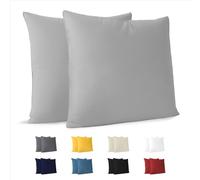 Dreamzie Federa Cuscino (Set di 2) - Grigio Cotone - Per i Cuscini 60 x 60 cm - 100% Jersey di Cotone - Federa da Cuscino - Copri Cuscino per Letto - Fodera Protezione per Cuscino