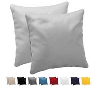 Dreamzie Federa Cuscino (Set di 2) - Grigio Cotone - Per i Cuscini 65 x 65 cm - 100% Jersey di Cotone - Federa da Cuscino - Copri Cuscino per Letto - Fodera Protezione per Cuscino
