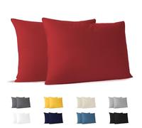 Dreamzie Federa Cuscino (Set di 2) - Rosso Cotone - Per i Cuscini 50 x 70 cm - 100% Jersey di Cotone - Federa da Cuscino - Copri Cuscino per Letto - Fodera Protezione per Cuscino