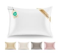 Dreamzie Federa per cuscino in seta 50 x 70, 100% seta di gelso, 19 momme naturali, certificata Oeko-TEX - benefici per capelli e pelle anti-invecchiamento, bianco