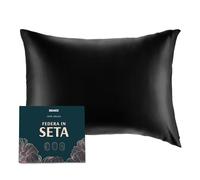 DREAMZIE Federa Sera Cuscino, Federa Seta Ipoallergenica, 19 Momme, 100% Seta, Con Cerniera Nascosta, Certificata OEKO-TEX (Nero, 40x60cm)