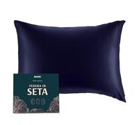 DREAMZIE Federa Sera Cuscino, Federa Seta Ipoallergenica, 19 Momme, 100% Seta, Con Cerniera Nascosta, Certificata OEKO-TEX (Blu Scuro, 40x60cm)