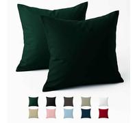 Dreamzie Federe Cotone Rinforzato 60x60, Set da 2, Verde, Oeko-Tex